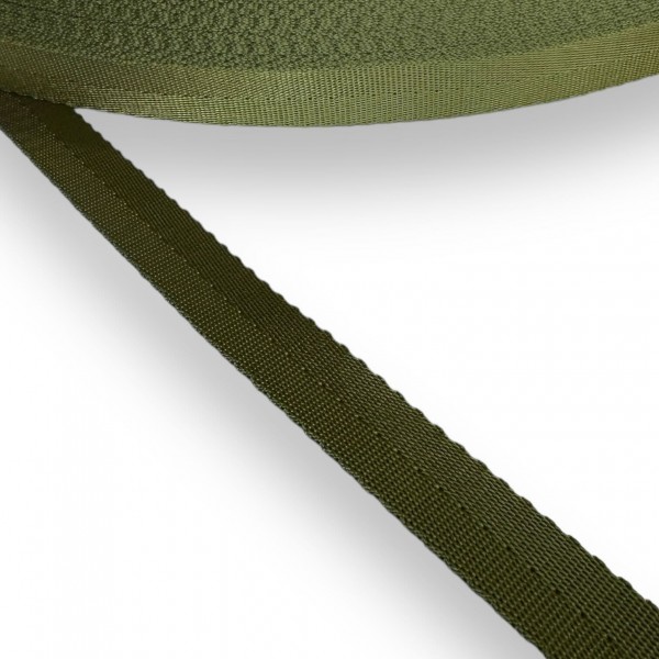 Narrow fabric,webbing tape, trimming, Safety Belt Synthetic Soft Color Khaki 15 mm Thickness 1 mm