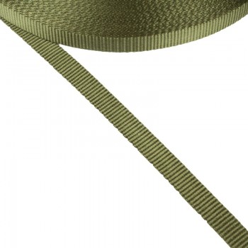 Narrow fabric, ΅Webbing tape, Trimming,  Strap Synthetic Semi-Hard Khaki Color 16 mm Thickness 1.5 mm