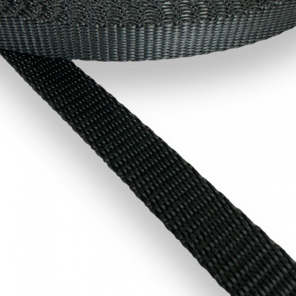 Safety belt, Strap, Webbing tape Synthetic Semi-Hard High Strength Strap Black Color 15 mm Thickness 1.8 mm