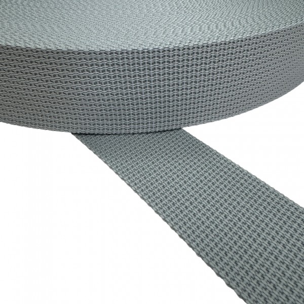 Belt, Webbing, Narrow Fabric, Semi-Hard Synthetic Strap in Silver Color Width 40 mm and Thickness 1.7 mm