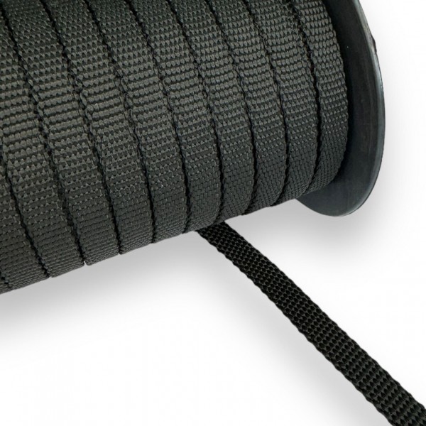 Synthetic belt, narrow fabric, webbing tape, Strap Synthetic Semi-Hard Black 10 mm Thickness 1.7 mm