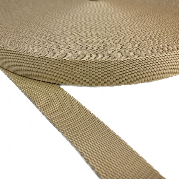 Strap Synthetic Hard High Strength Color Beige 25 mm Thickness 1.7 mm