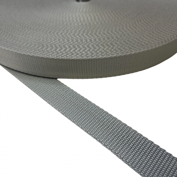 Synthetic tube type strap,  webbing tape Strap Synthetic Hard High Strength Color Silver 25 mm Thickness 1.7 mm