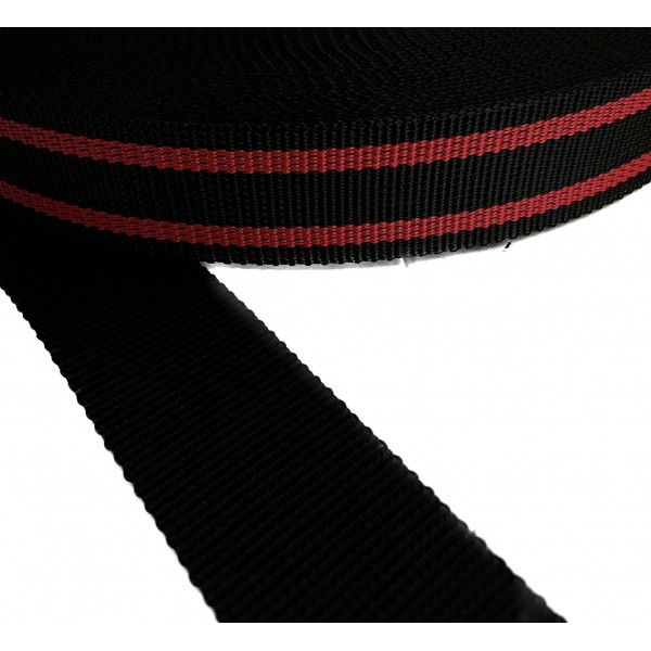 Diving Belt Strap Hard Synthetic Black with Red Stripe Width 50 mm Thickness 2 mm