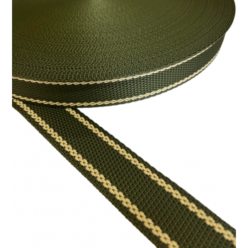 Strap Synthetic Soft Khaki with Beige Stripe 30 mm Thickness 1 mm