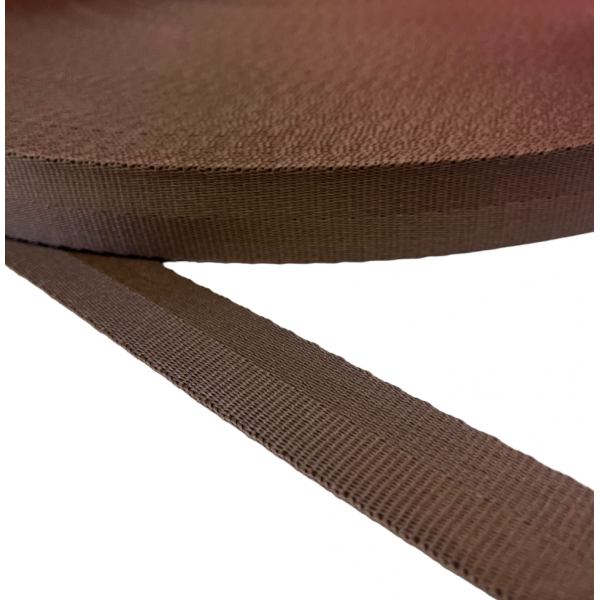 Strap Synthetic Semi-hard Brown Glossy 25 mm Thickness 1.5 mm