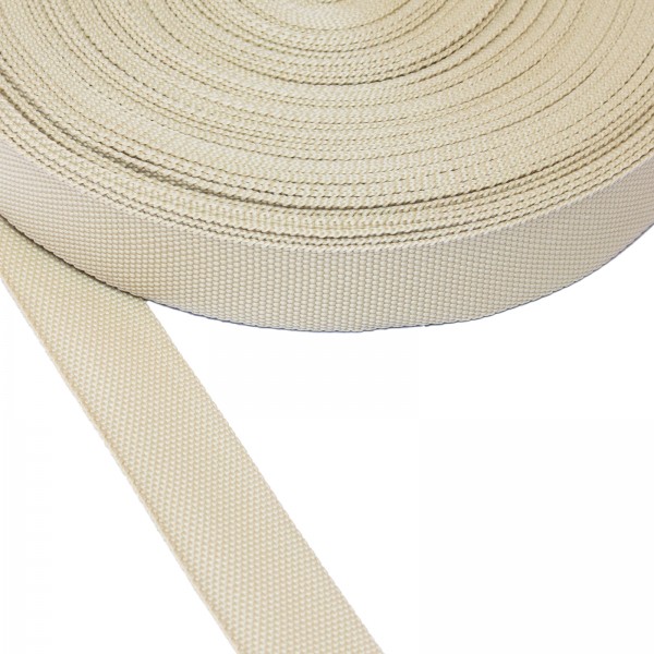 Narrow Fabric Twill Tape Soft Ecru 25 mm Thickness 0.8 mm