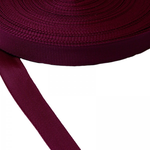 Narrow Fabric Twill Tape Soft Burgundy Color 25 mm Thickness 0.8 mm