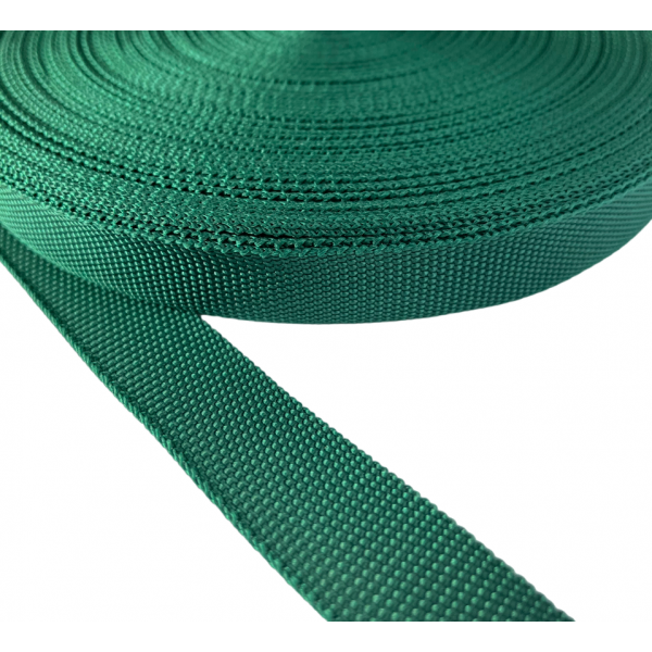  Trimming, webbing tape polyprolene 22 mm width in Cypre Green color