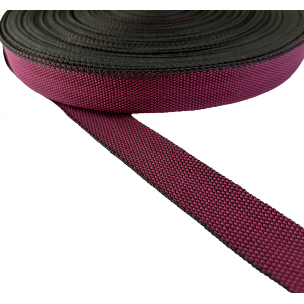 Trimming, webbing tape Synthetic Soft Burgundy Red 22mm Thickness 0.7 mm