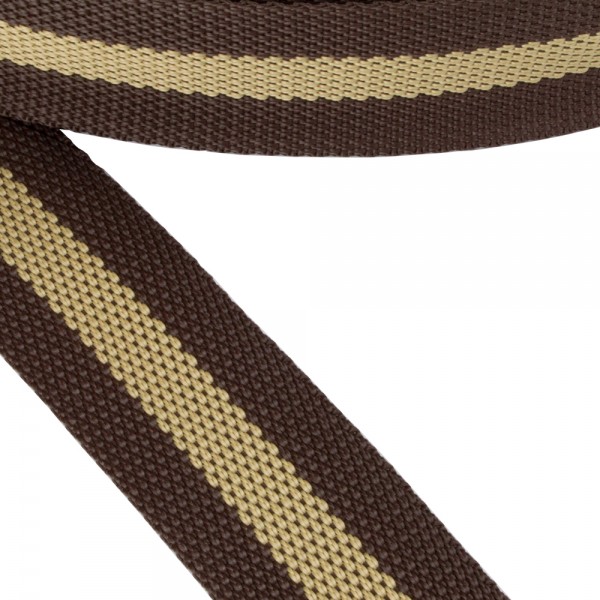 Brown Synthetic Soft Strap with Beige Stripe 40 mm Thickness 1 mm