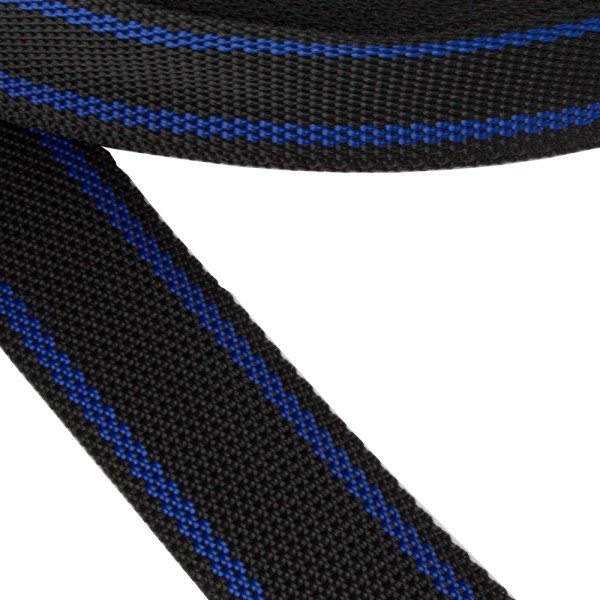 Strap Synthetic Soft in Black Color with Blue Stripe 40 mm Thickness 1 mm