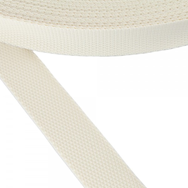 Synthetic flexible narrow fabric, webbing tape, trimming Strap Synthetic Soft Ecru Color 30 mm Thickness 1 mm