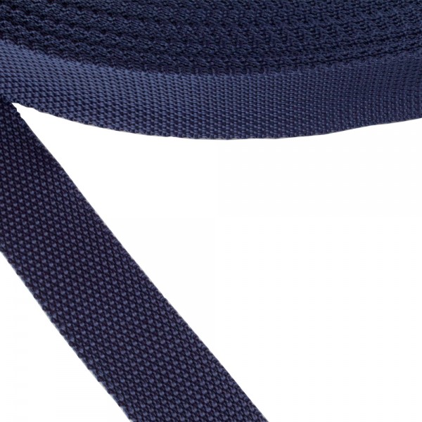 Synthetic narrow fabric, webbing tape, trimming Strap Synthetic Soft Dark Blue Color 30 mm Thickness 1 mm