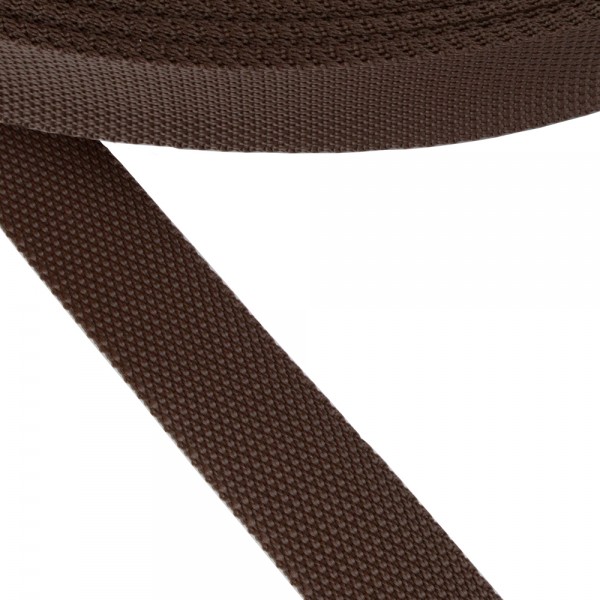 Synthetic  narrow fabric, webbing tape, trimming Strap Synthetic Soft Brown Color 30 mm Thickness 1 mm