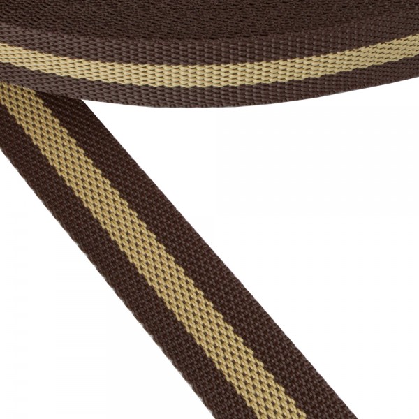 Strap Synthetic Soft Brown with Beige Stripe 30 mm Thickness 1 mm