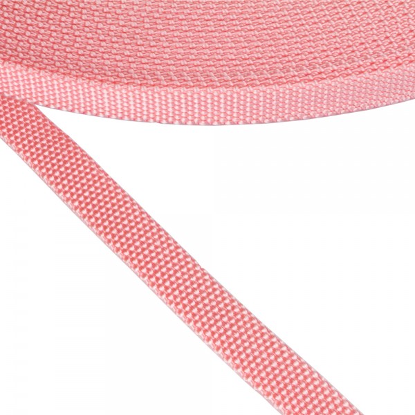 Synthetic narrow fabric, webbing tape, Strap Synthetic Hard Rose Color 15 mm Thickness 2,5 mm