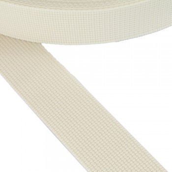 Belt, Webbing, Narrow Fabric, Semi Hard Synthetic Strap, Off White 40 mm Width, 1.5 mm Thickness