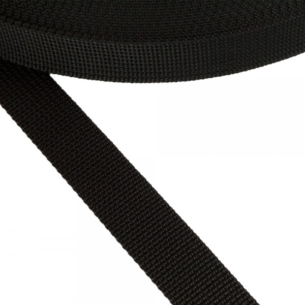 Stiff belt, narrow fabric, webbing tape Strap Synthetic Semi-hard Color Black Width 25 mm Thickness 1.5