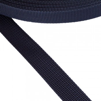 Stiff belt, narrow fabric, webbing tape Strap Synthetic Semi-hard Color Dark Blue Width 25 mm Thickness 1.5