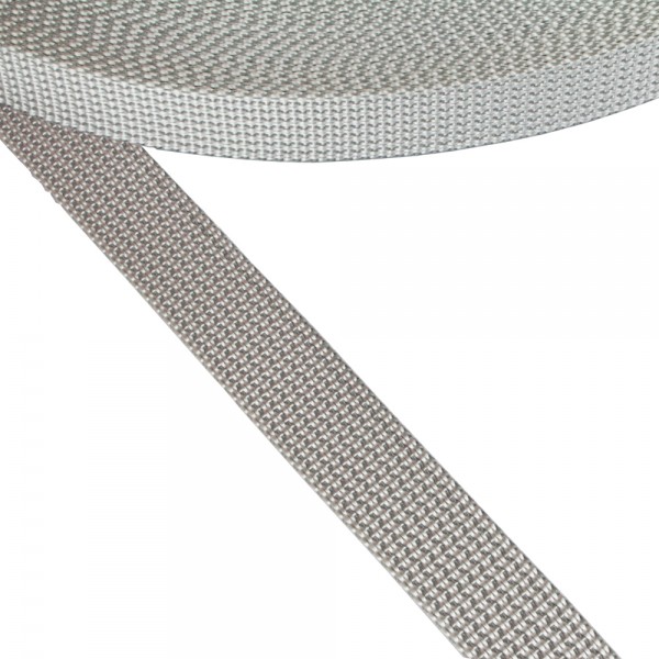 Strap Semi-hard Synthetic Color Silver Width 20 mm Thickness 1.5 mm, narrow fabric, webbing tape