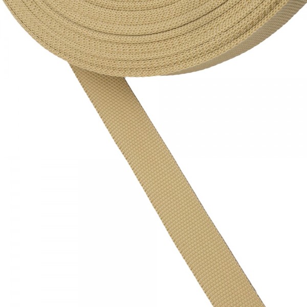 Trimming, webbing tape Synthetic Soft Beige 22mm Thickness 0.7 mm