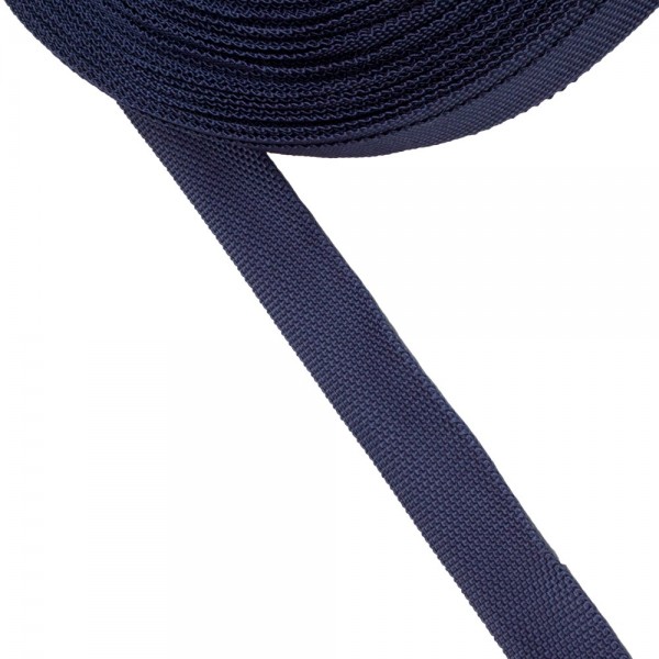 Trimming, webbing tape Synthetic Soft Navy Blue 22mm Thickness 0.7 mm