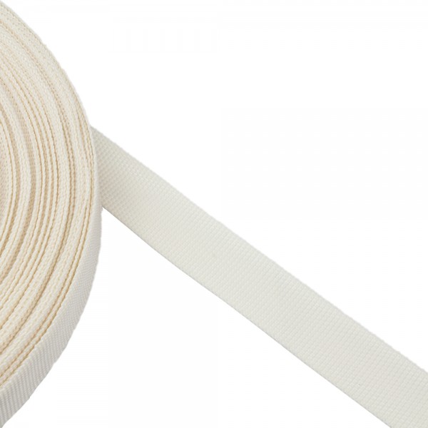 Trimming, webbing tape Synthetic Soft Ecru 22mm Thickness 0.7 mm