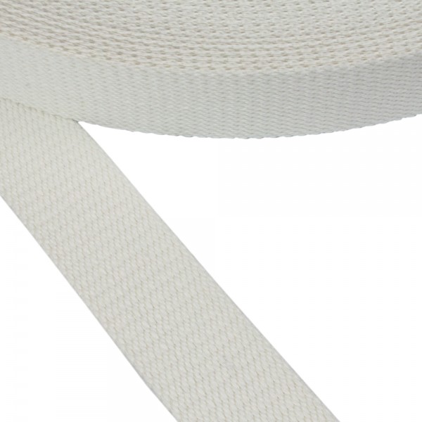 Cotton belt, narrow fabric, webbing tape in 40mm width and White Color 