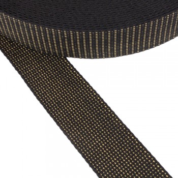 Belt Strap Semi-Hard Cotton Black with Beige 40 mm Thickness 2 mm