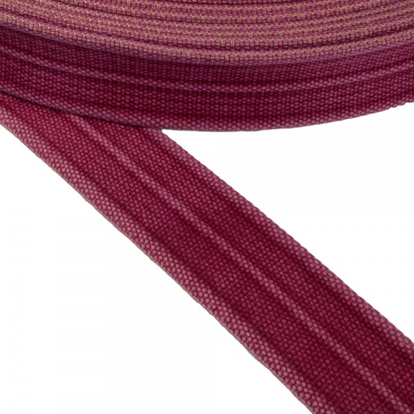 Cotton belt, narrow fabric, webbing tape Belt Cotton Semi-hard burgundy 40 mm Thickness 3 mm