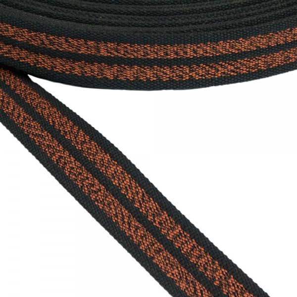 Belt Belt Cotton Semi-hard Black with Brown Stripe 40 mm Thickness 3 mm