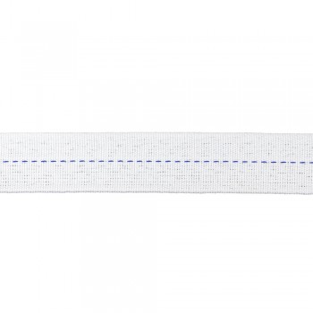 Twill Trimming Tape Synthetic White Color with Blue Stripe Width 25 mm