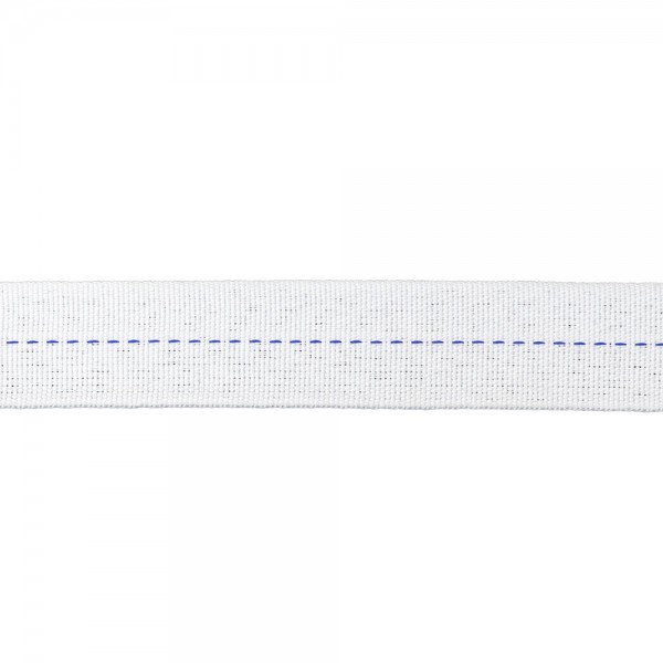 Twill Trimming Tape Synthetic White Color with Blue Stripe Width 25 mm