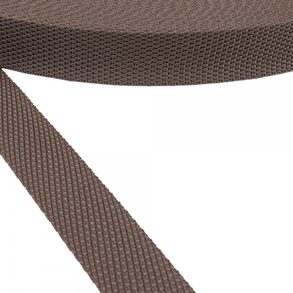 Synthetic ,narrow fabric, webbing tape , trimming Strap Synthetic Soft Color Brown 25 mm Thickness 1.3 mm