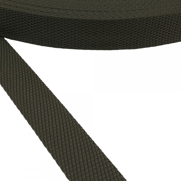 Synthetic  narrow fabric, webbing tape, trimming Strap Synthetic Soft Color Khaki 25 mm Thickness 1.3 mm