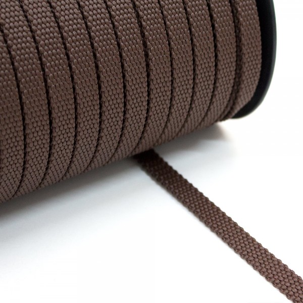 Synthetic belt, narrow fabric, webbing tape, Strap Synthetic Semi-Hard Brown 10 mm Thickness 1.7 mm