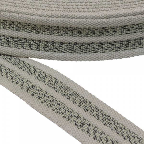 Belt Belt Cotton Semi-hard Beige with Cypress Stripe 40 mm Thickness 3 mm