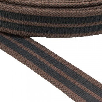 Belt Belt Cotton Semi-hard Brown with Black Stripe 40 mm Thickness 3 mm