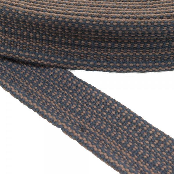 Belt Belt Cotton Semi-hard Brown Knitted with Blue 40 mm Thickness 3 mm