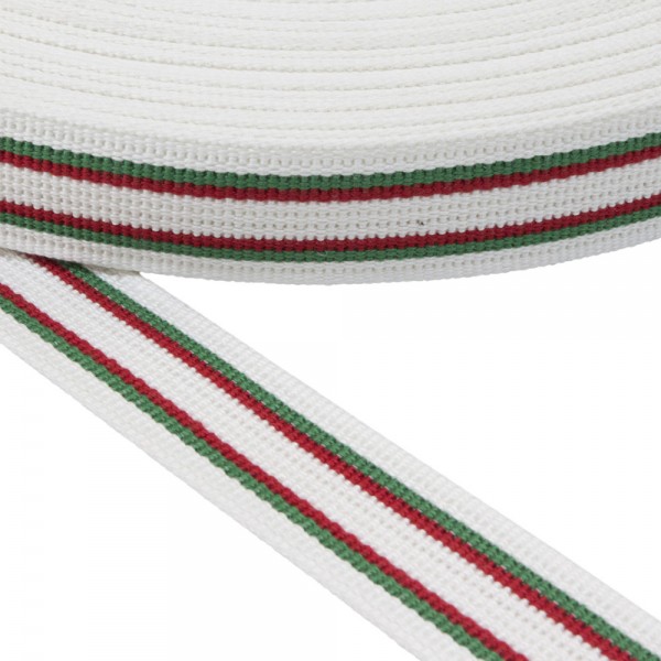 Belt Strap Cotton Semi-hard White with Stripes 30 mm Thickness 2 mm