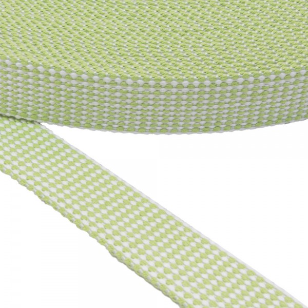 Belt Strap Cotton Hard Color White with Lime Green Width 25 mm Thickness 2.5 mm