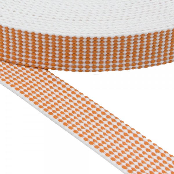 Belt Strap Cotton Hard Color White with Orange Width 25 mm Thickness 2.5 mm