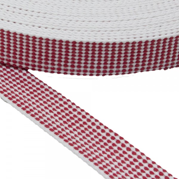 Belt Strap Cotton Hard Color White with Red Width 25 mm Thickness 2.5 mm