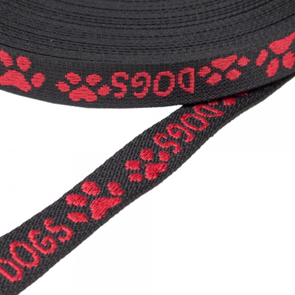 Leash Synthetic Soft Dog Guide Black with Red Dogs 25 mm thickness 1.5